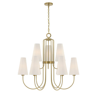 Wilkes 9-Light Chandelier in Warm Brass by Dann Foley