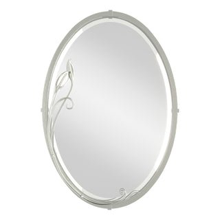 Beveled Oval Mirror with Leaf