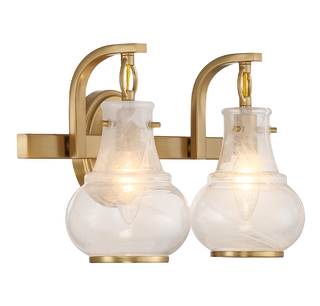 Adams 2-Light Bathroom Vanity Light in Warm Brass