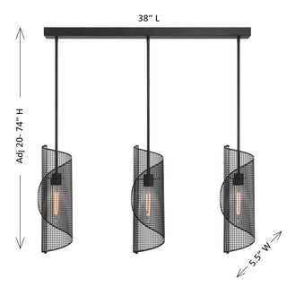 Hillbourne 3-Light Linear Chandelier in Matte Black