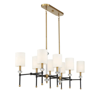 Tivoli 8-Light Linear Chandelier in Matte Black with Warm Brass Accents