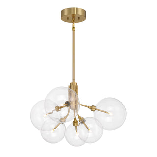 6-Light Chandelier in Natural Brass