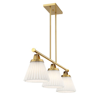 3-Light Linear Chandelier in Natural Brass