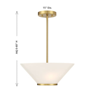 Blair 3-Light Convertible Semi-Flush or Pendant in Warm Brass