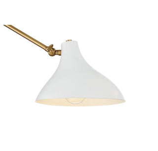 2-Light Wall Sconce in White with Natural Brass
