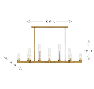 Carina 13-Light Linear Chandelier in Warm Brass