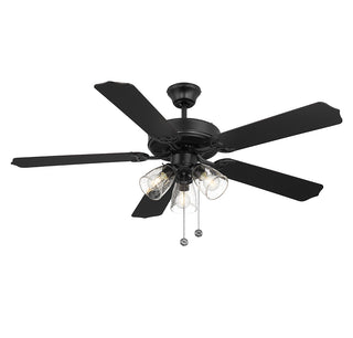 52" 3-Light Ceiling Fan in Matte Black