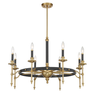 Consulate 8-Light Chandelier in Matte Black and Warm Brass