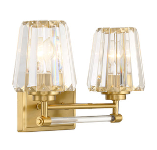 Garnet 2-Light Bathroom Vanity Light in Warm Brass