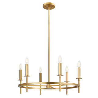 6-Light Chandelier in Natural Brass