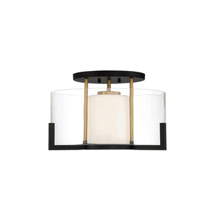 Eaton 1-Light Ceiling Light in Matte Black with Warm Brass Accents
