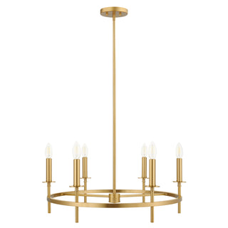 4-Light Chandelier in Natural Brass