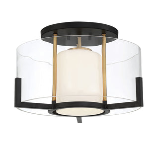 Eaton 1-Light Ceiling Light in Matte Black with Warm Brass Accents