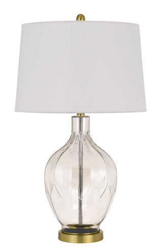 150W 3 Way Bancroft Glass Table Lamp With Hardback Taper Drum Fabric Shade