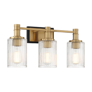 Concord 3-Light Bathroom Vanity Light in Matte Black with Warm Brass