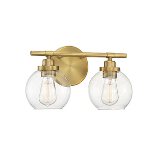 Carson 2-Light Bathroom Vanity Light in Warm Brass