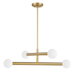 4-Light Chandelier in Natural Brass