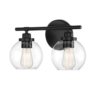 Carson 2-Light Bathroom Vanity Light in Matte Black