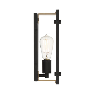 Hayward 1-Light Wall Sconce in Matte Black with Warm Brass Accents