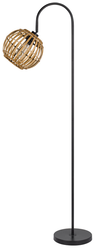 60W Worcrest Downbridge Metal Floor Lamp With Bamboo Shade