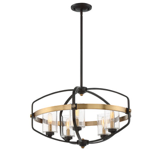 Kirkland 5-Light Pendant in English Bronze and Warm Brass