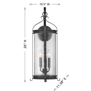 Preston 3-Light Outdoor Wall Lantern in Iron Oxide