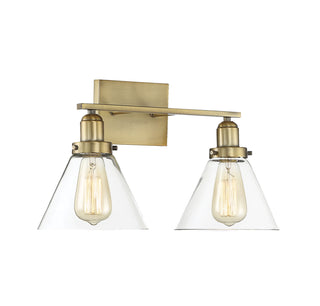 Drake 2-Light Bathroom Vanity Light in Warm Brass