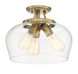 Octave 3-Light Ceiling Light in Warm Brass
