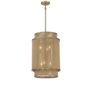 Ashburn 6-Light Pendant in Warm Brass and Rope