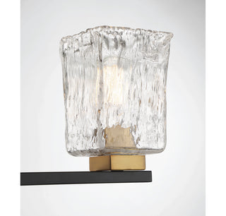 Sidney 3-Light Bathroom Vanity Light in Matte Black with Warm Brass Accents