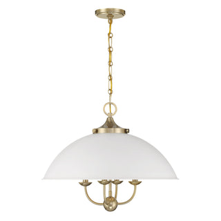 Monterey 4-Light Pendant in White and Warm Brass