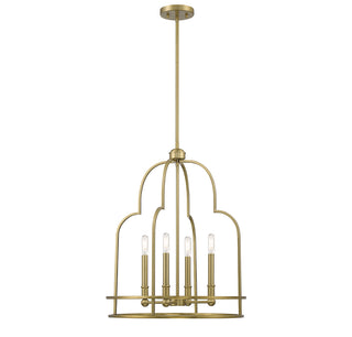 Diplomat 4-Light Pendant in Warm Brass