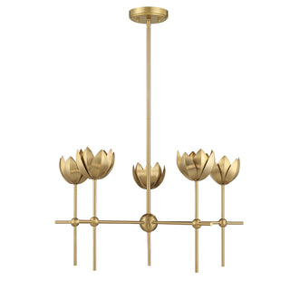 5-Light Chandelier in Natural Brass