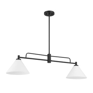 2-Light Linear Chandelier in Matte Black