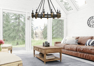 60W X 12 Cruz Metal/Wood Chandelier