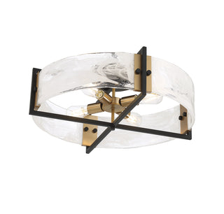 Hayward 4-Light Ceiling Light in Matte Black with Warm Brass Accents