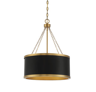 Delphi 6-Light Pendant in Matte Black with Warm Brass Accents