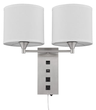Reedsport Wall Lamp With Power Outlets And Usb Charging Port