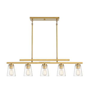 Calhoun 5-Light Linear Chandelier in Warm Brass