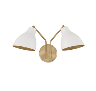 2-Light Wall Sconce in White with Natural Brass