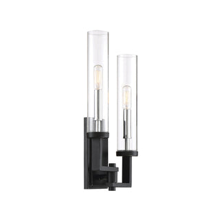 Folsom 2-Light Adjustable Wall Sconce in Matte Black with Polished Chrome Accents