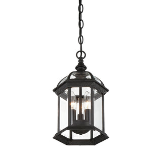 Kensington 3-Light Outdoor Hanging Lantern in Textured Black