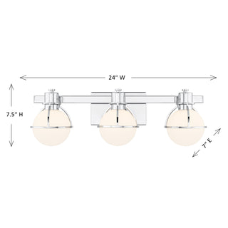 Pierce 3-Light Bathroom Vanity Light in Chrome