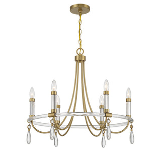 Mayfair 6-Light Chandelier in Warm Brass and Chrome