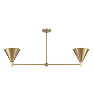 Pharos 2-Light Linear Chandelier in Noble Brass by Breegan Jane