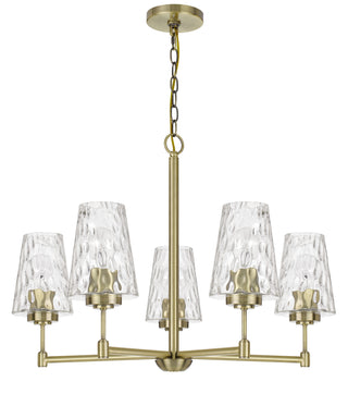 60W X 5 Crestwood Metal Chandelier With Textured Glass Shades