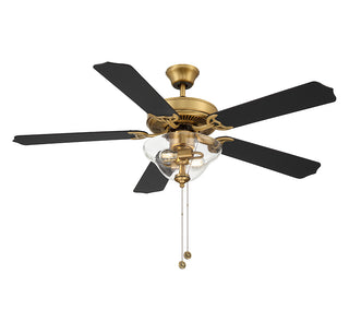 52" 2-Light Ceiling Fan in Natural Brass