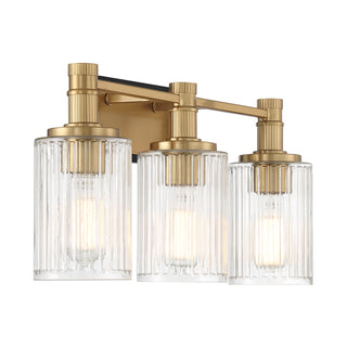 Concord 3-Light Bathroom Vanity Light in Matte Black with Warm Brass