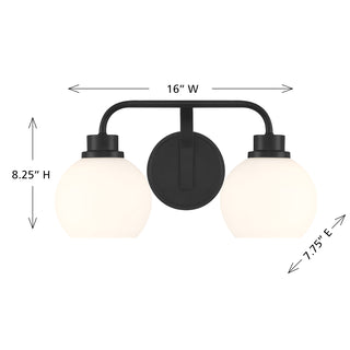 2-Light Bathroom Vanity Light in Matte Black