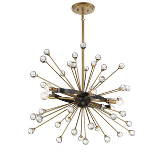 Ariel 6-Light Oval Chandelier in Como Black with Gold Accents